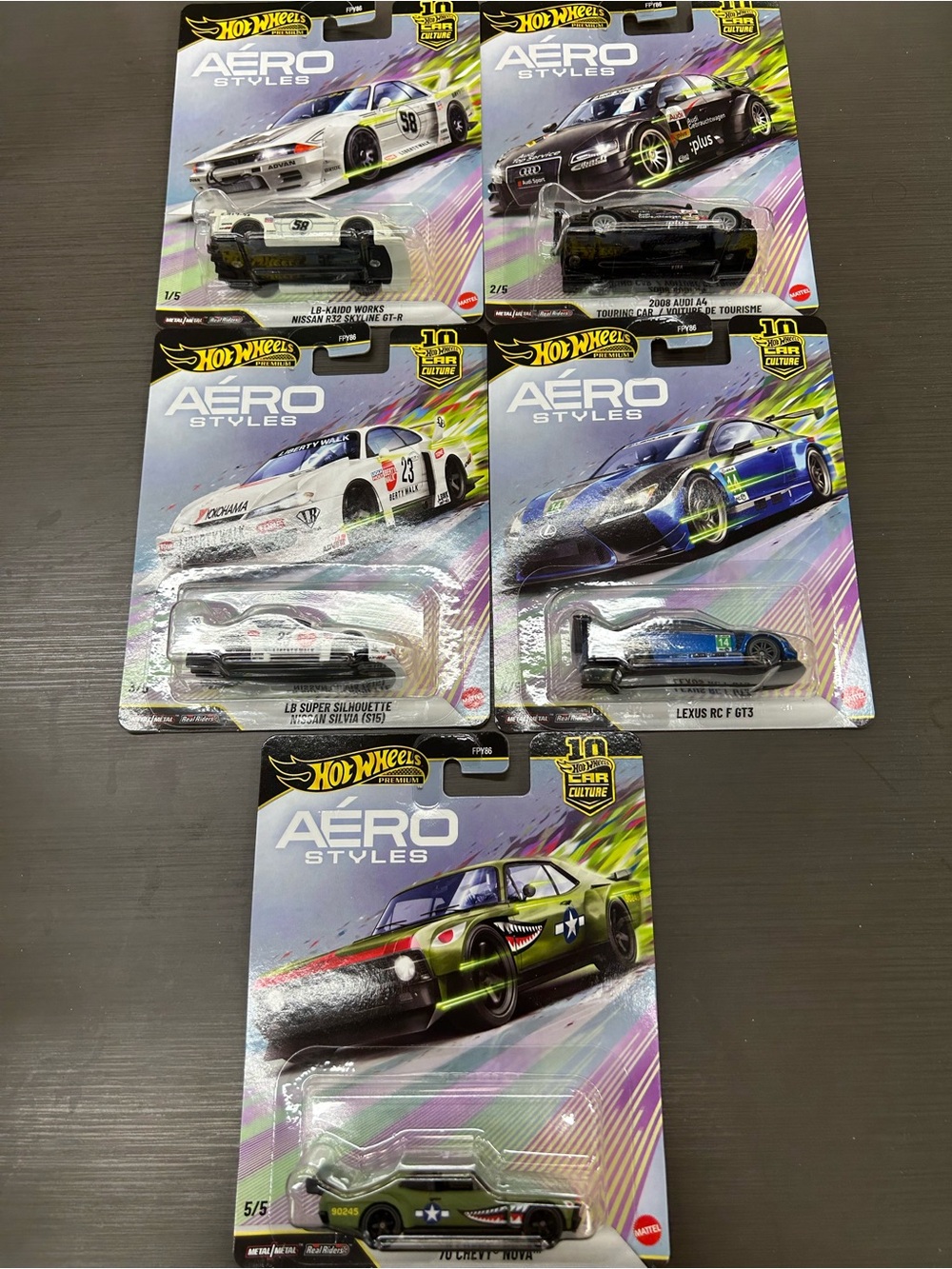 Hot Wheels Aero Styles Premium set of 5